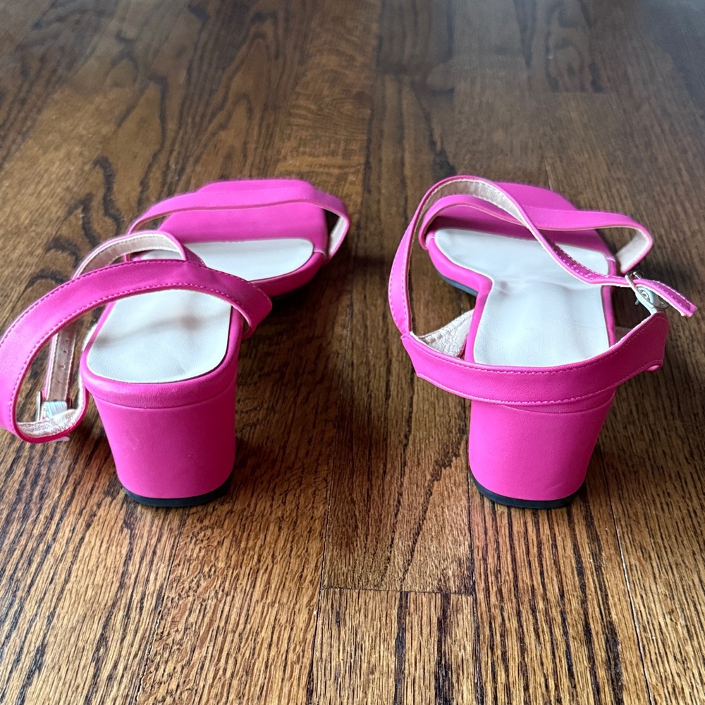 B33 Chic Fuchsia Women's 43 Adjustable Strap Sandals Block Heel - Picture 5 of 6
